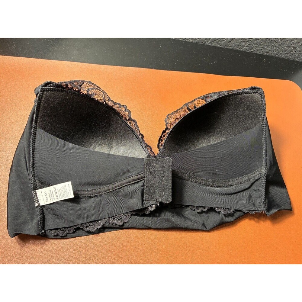 Women's Comfort Bra Black Lace Overlay Wireless Padded Bralette Size XXL - Picture 3 of 5